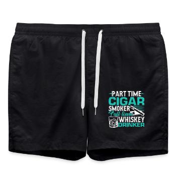 Cigar Smoking Part Time Cigar Smoker - Swim Trunks - black - Front - AI Model Male 185 light (185cm)