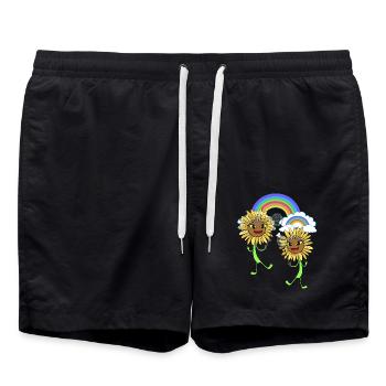 Tennis Tenni Player Sunflower Sunflower Child - Swim Trunks - black - Front - AI Model Male 185 light (185cm)