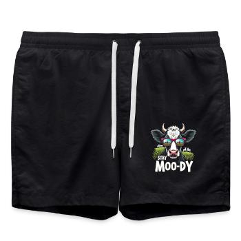 Stay Moo-dy Funny Cow Animal Lover Farm - Swim Trunks - black - Front - AI Model Male 185 light (185cm)