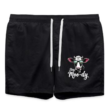 Stay Moo-dy Funny Cow Animal Lover Farm - Swim Trunks - black - Front - AI Model Male 185 light (185cm)