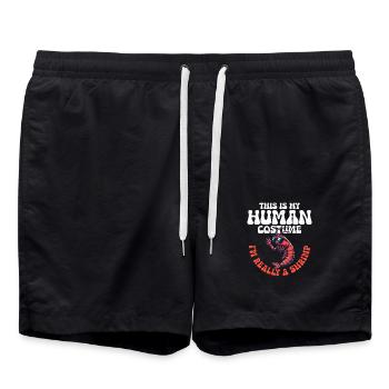 This Is My Human Costume Seafood Shrimp Lover - Badeshorts - Schwarz - Vorne - AI Model Male 185 light (185cm)
