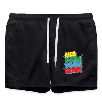 His Pain Your Gain - Badeshorts - Schwarz - Vorne - AI Model Male 185 light (185cm)