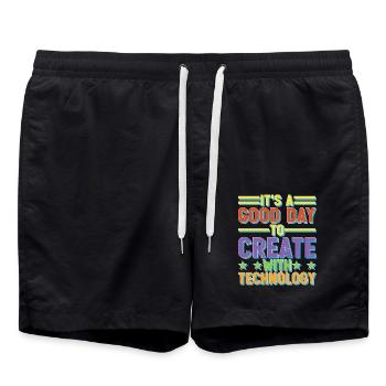 It's A Good Day To Create With Technology - Badeshorts - Schwarz - Vorne - AI Model Male 185 light (185cm)