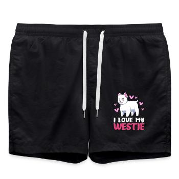 West Highland Terrier - Badeshorts - Schwarz - Vorne - AI Model Male 185 light (185cm)
