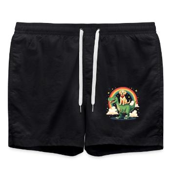 Labrador Dog Dinosaur Rainbow Labrador - Swim Trunks - black - Front - AI Model Male 185 light (185cm)