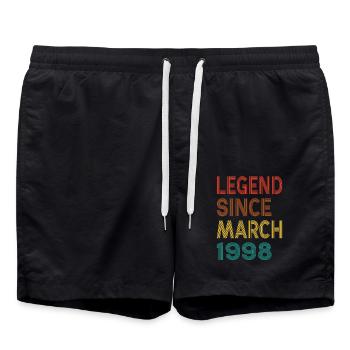 Vintage Legend Since March 1998, 27th birthday - Swim Trunks - black - Front - AI Model Male 185 light (185cm)