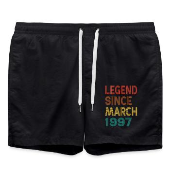 Vintage Legend Since March 1997, 28th birthday - Swim Trunks - black - Front - AI Model Male 185 light (185cm)