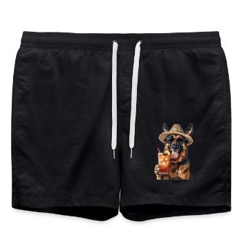 Deutscher Pitbull-Schäferhund - Badeshorts - Schwarz - Vorne - AI Model Male 185 light (185cm)
