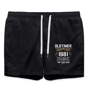 44e anniversaire Voiture de collection Année 1981 - Short de bain - noir - Devant - AI Model Male 185 light (185cm)