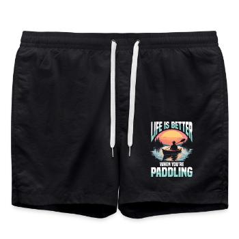Das Leben Ist Besser Beim Paddeln Bei - Badeshorts - Schwarz - Vorne - AI Model Male 185 light (185cm)