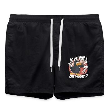 Hast Du einen Vogel? Oder was? lustiger Rabe - Badeshorts - Schwarz - Vorne - AI Model Male 185 light (185cm)
