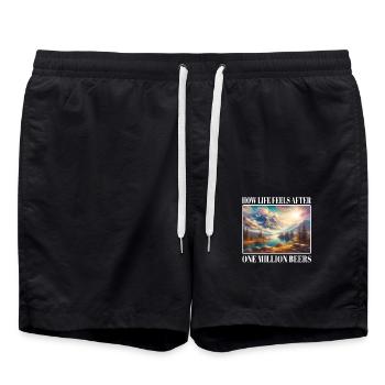 What life feels like after a million beers - Swim Trunks - black - Front - AI Model Male 185 light (185cm)