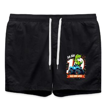 Dinosaur 10th Birthday Monster Truck - Swim Trunks - black - Front - AI Model Male 185 light (185cm)