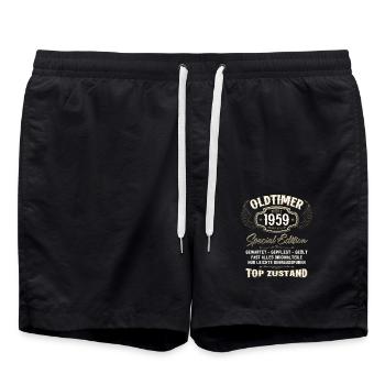 66. Geburtstag Oldtimer März 1959 Jahrgang 59 - Badeshorts - Schwarz - Vorne - AI Model Male 185 light (185cm)