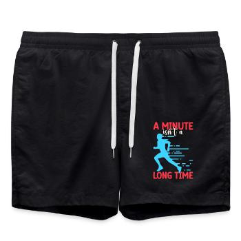 Running A Minute Isn ́t Long Time Marathon Runner - Swim Trunks - black - Front - AI Model Male 185 light (185cm)