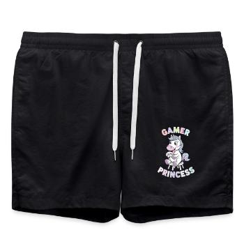 Gaming Licorne Gamer Princesse Fun - Short de bain - noir - Devant - AI Model Male 185 light (185cm)