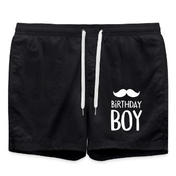 Birthday Boy – Anniversaire avec une moustache - Short de bain - noir - Devant - AI Model Male 185 light (185cm)