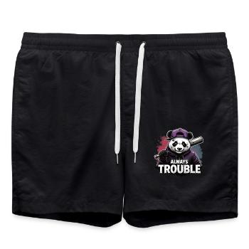 Gangster Panda Panda Panda Bear Pandas - Swim Trunks - black - Front - AI Model Male 185 light (185cm)