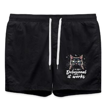 Chat délirant Chat Chats rétro Amoureux des chats - Short de bain - noir - Devant - AI Model Male 185 light (185cm)