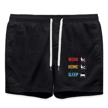 Remote home office - Swim Trunks - black - Front - AI Model Male 185 light (185cm)