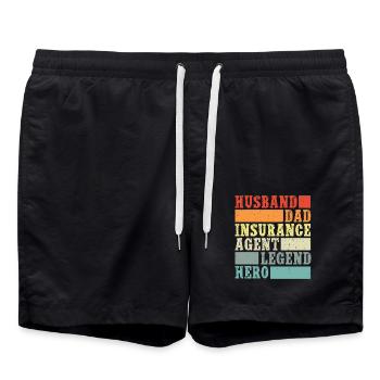 Insurance Agent Husband Dad Hero Funny Insurance - Badeshorts - Schwarz - Vorne - AI Model Male 185 light (185cm)