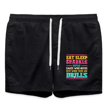 Diamond Painting Artist Eat Sleep Sparkle Diamond - Badeshorts - Schwarz - Vorne - AI Model Male 185 light (185cm)