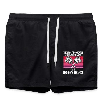 Hobby Horsing Steckenpferd Horse Pferde Reiten - Badeshorts - Schwarz - Vorne - AI Model Male 185 light (185cm)