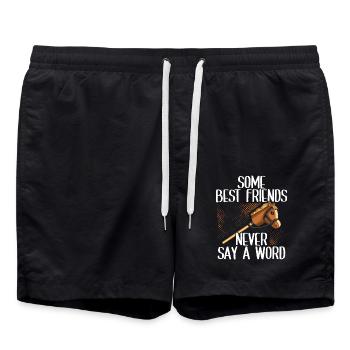 Hobby Horsing Steckenpferd Horse Pferde Reiten - Badeshorts - Schwarz - Vorne - AI Model Male 185 light (185cm)