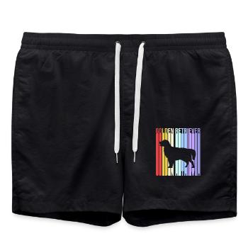 Golden Retriever Goldie Hund Hunde Geschenk - Badeshorts - Schwarz - Vorne - AI Model Male 185 light (185cm)