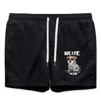 Skate Bulldog | Lustiges Skateboard Hund Motiv - Badeshorts - Schwarz - Vorne - AI Model Male 185 light (185cm)