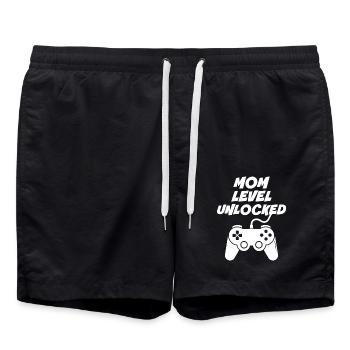 Mama-Level freigeschaltet - Badeshorts - Schwarz - Vorne - AI Model Male 185 light (185cm)