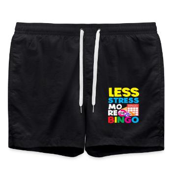 Weniger Stress Mehr Bingo Spieler - Badeshorts - Schwarz - Vorne - AI Model Male 185 light (185cm)