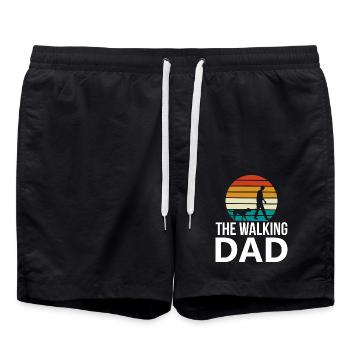 FamilienPisse Walking dad hund - Badeshorts - Schwarz - Vorne - AI Model Male 185 light (185cm)