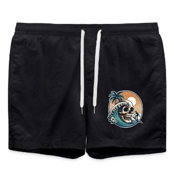 Surfing Surfer skull - Swim Trunks - black - Front - AI Model Male 185 light (185cm)