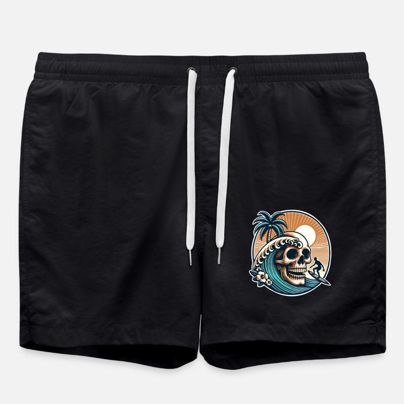 Surfing Surfer skull - Swim Trunks - black