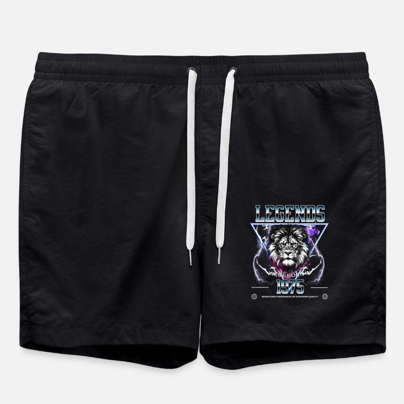 1975 Birthday Legend Leo - Swim Trunks - black