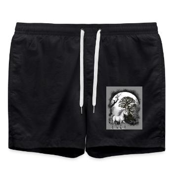 Licorne Licornes Cheval - Short de bain - noir - Devant - AI Model Male 185 light (185cm)
