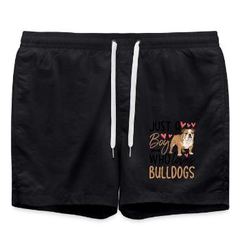 Just A Boy Who Loves Bulldogs - Swim Trunks - black - Front - AI Model Male 185 light (185cm)