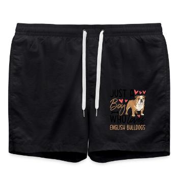 Just A Boy Who Loves English Bulldogs - Swim Trunks - black - Front - AI Model Male 185 light (185cm)
