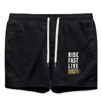 RIDE FAST LIVE DIRTY – Mountainbike - Motocross - Badeshorts - Schwarz - Vorne - AI Model Male 185 light (185cm)