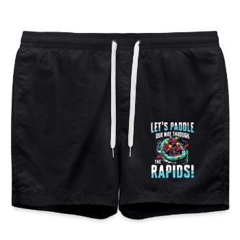 Lass Uns Durch Die Stromschnellen Paddeln - - Badeshorts - Schwarz - Vorne - AI Model Male 185 light (185cm)