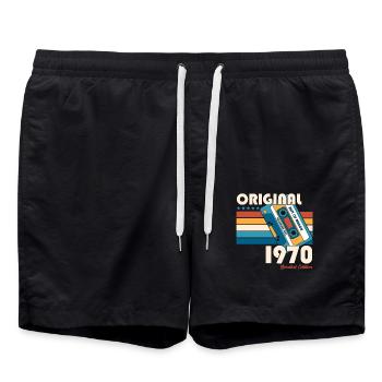 55th Birthday Cassette March Year 1970 - Swim Trunks - black - Front - AI Model Male 185 light (185cm)