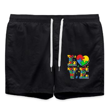 Autism Autistic Love - Swim Trunks - black - Front - AI Model Male 185 light (185cm)