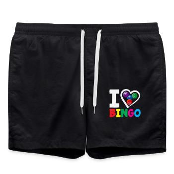 I Love Bingo Player Heart Design - Swim Trunks - black - Front - AI Model Male 185 light (185cm)