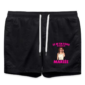 Femme Future Mariée EVJF Accessoire Jeune Fille - Short de bain - noir - Devant - AI Model Male 185 light (185cm)