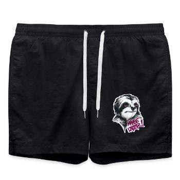 Müdes Faultier - Badeshorts - Schwarz - Vorne - AI Model Male 185 light (185cm)