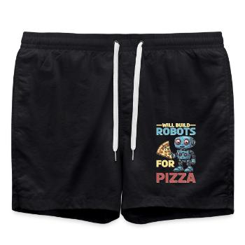 Will Build Robots For Pizza - Badeshorts - Schwarz - Vorne - AI Model Male 185 light (185cm)