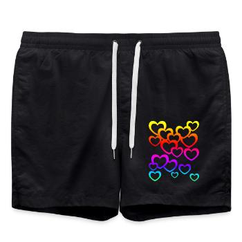 Coeurs colorés Dégradé Icône de coeur arc-en-ciel - Short de bain - noir - Devant - AI Model Male 185 light (185cm)