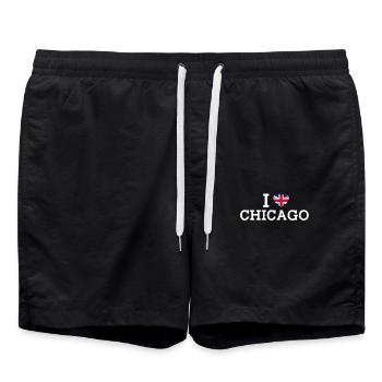 J’aime Chicago Cool UK Mauvais Drapeau Lover Coeur Jeu de mots - Short de bain - noir - Devant - AI Model Male 185 light (185cm)