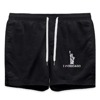 J’aime Chicago Cool Statue De La Liberté Coeur Drapeau - Short de bain - noir - Devant - AI Model Male 185 light (185cm)